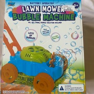 Kids Bubble Machine Lawn Mower - Blue Green and Orange